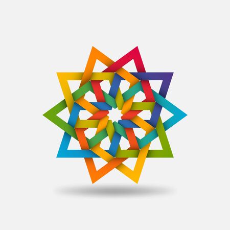 Arabic geometric multicolor circular pattern. Vector illustrationのイラスト素材