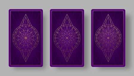 Tarot cards back set with stylized floral pattern. Vector illustrationのイラスト素材