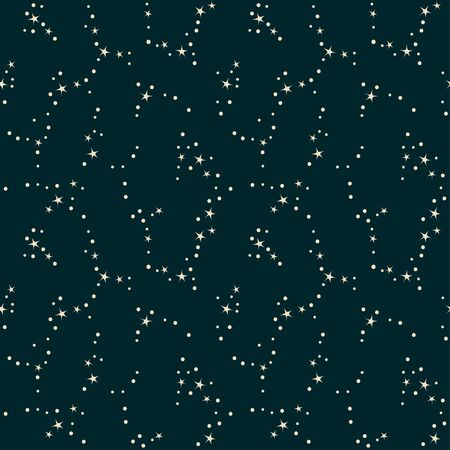 Stars and constellations seamless pattern. Night sky background. Vector illustrationのイラスト素材
