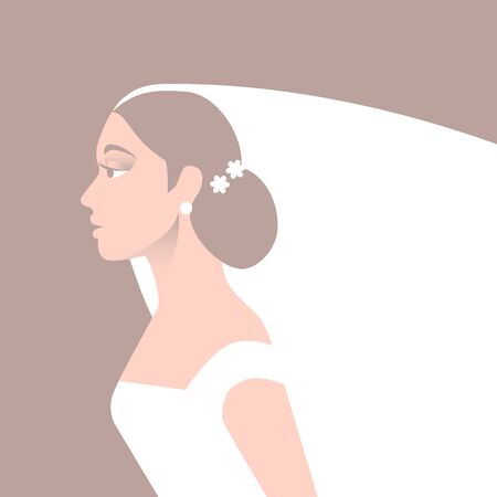 Bride in wedding dress and veil. Vector Illustrationのイラスト素材