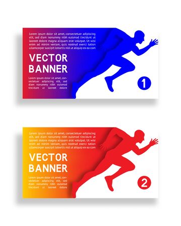 Set of gradient banners with running man. Vector illustrationのイラスト素材