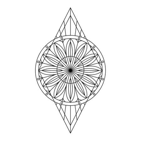 Black geometric symbol stylized floral pattern. Vector illustrationのイラスト素材