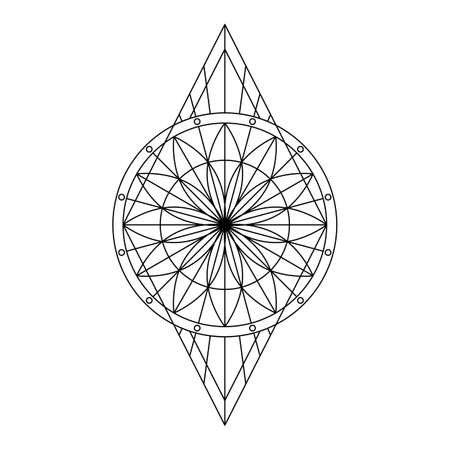 Black geometric symbol stylized floral pattern. Vector illustrationのイラスト素材