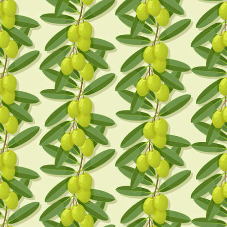 Olive Branches green seamless pattern Vector illustrationのイラスト素材