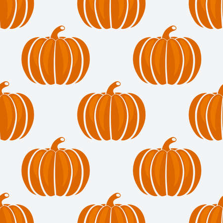 Orange pumpkins on white background seamless pattern. Vector illustration.のイラスト素材