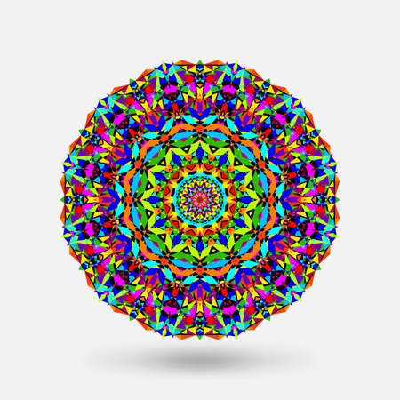 Bright color circular kaleidoscope pattern. Vector illustrationのイラスト素材