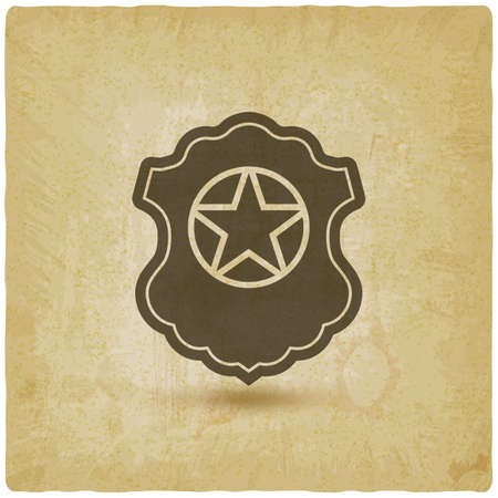 Badge with star on vintage background. Vector illustrationのイラスト素材