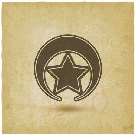 Badge with star on vintage background. Vector illustrationのイラスト素材