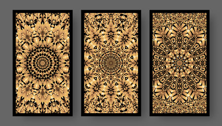 Tarot cards back set with golden pattern. Vector illustrationのイラスト素材
