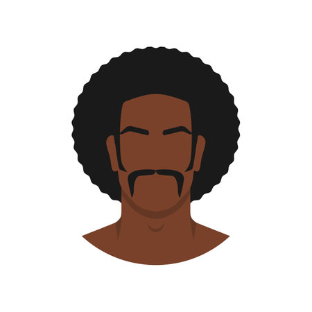 Face of black man with retro afro hairstyle. Vector illustrationのイラスト素材