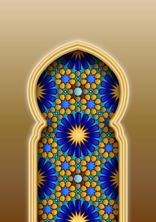 Arch with traditional Arabic Islamic pattern. Vector illustrationのイラスト素材