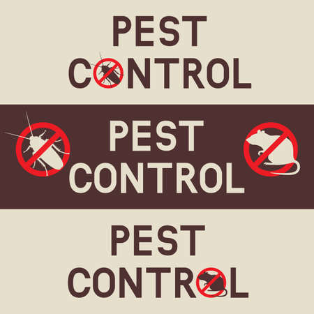 Pest control banners with a cockroach and rat. Vector backgroundのイラスト素材
