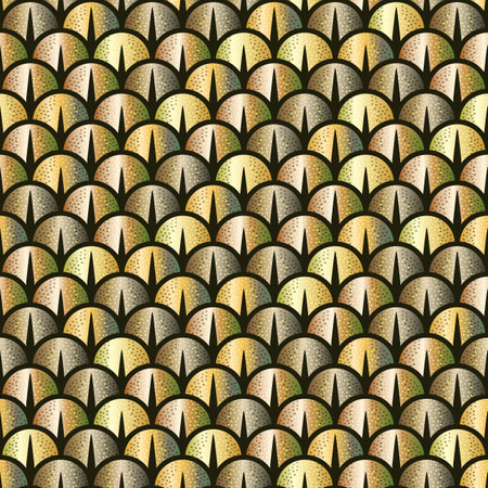 Golden snake or fish scale seamless pattern. Vector backgroundのイラスト素材