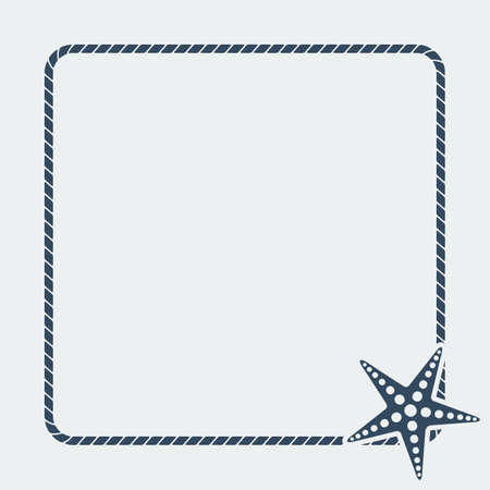 Marine background. Sea rope frame with starfish. Vector illustrationのイラスト素材