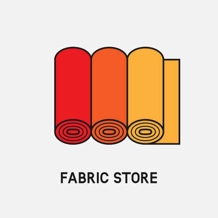 Three rolls of fabric. Fabric store icon. Vector illustrationのイラスト素材