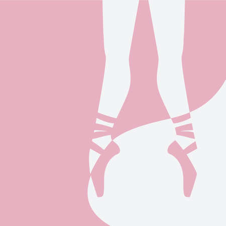 Ballerina's feet in pointe shoes on pink background. Vector illustrationのイラスト素材