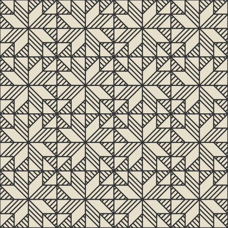 Patchwork monochrome geometric seamless pattern. Vector illustrationのイラスト素材