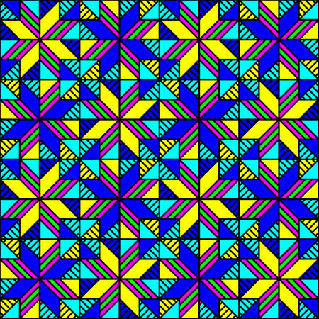 Patchwork Bright colorful geometric seamless pattern. Vector illustrationのイラスト素材