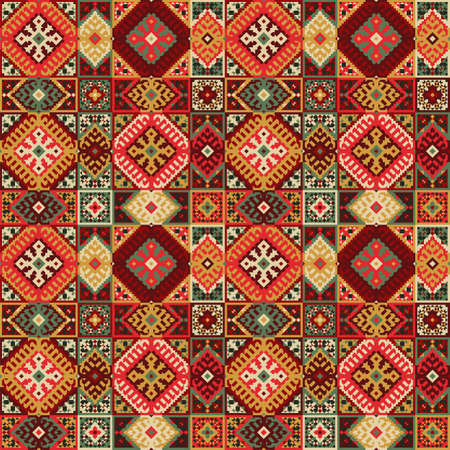 Tribal carpet ethnic seamless pattern. Vector illustrationのイラスト素材