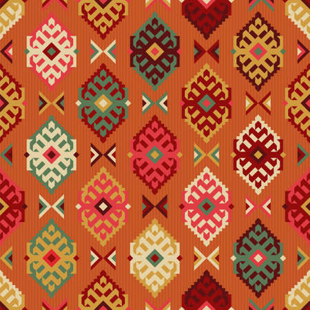 Tribal carpet ethnic rhombus seamless pattern. Vector illustrationのイラスト素材