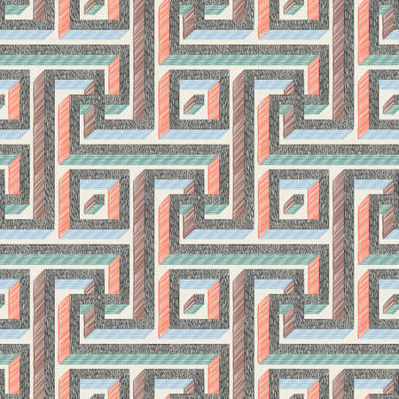 Antique multicolor hand-drawn seamless pattern. Vector illustrationのイラスト素材
