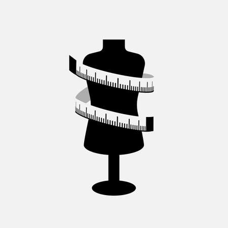 Tailor Tape Measure on mannequin. Vector illustrationのイラスト素材