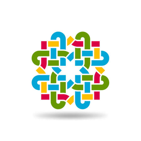 Endless knot of colored intertwined ribbons. Vector illustrationのイラスト素材