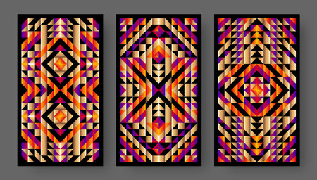 Tarot cards back set bright geometric pattern. Vector illustrationのイラスト素材