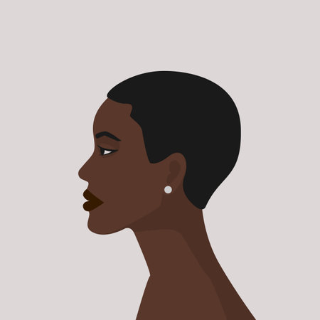 Beautiful black girl in profile. Vector illustrationのイラスト素材