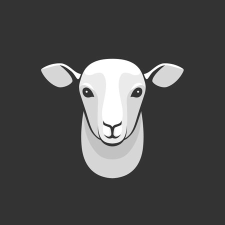 Sheep Head on black background. Vector illustrationのイラスト素材