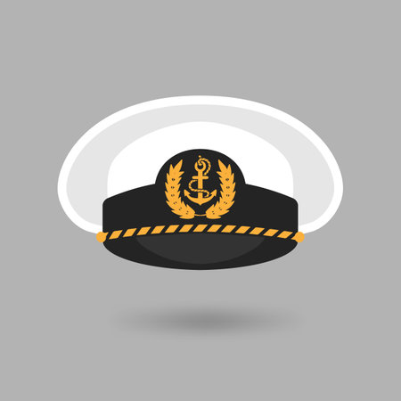 Captain Skipper Yacht Hat icon. vector illustrationのイラスト素材