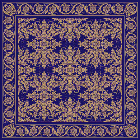 Floral Luxury Square Pattern Scarf Design. vector illustrationのイラスト素材