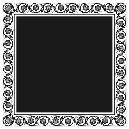 Floral Black and White Square Pattern. vector illustrationのイラスト素材
