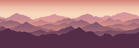 Panoramic background with mountain landscape. vector illustrationのイラスト素材