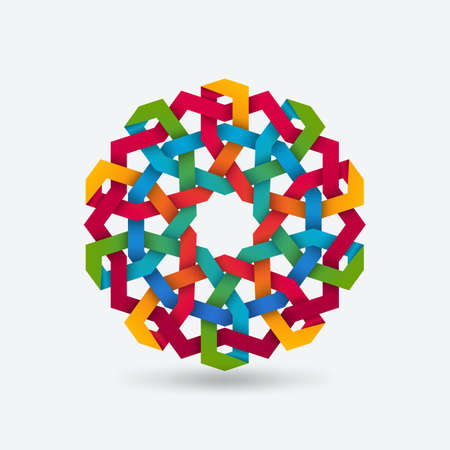 Arabic geometric multi-color circular pattern. vector illustrationのイラスト素材