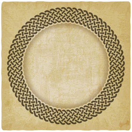 Celtic weaving interlaced round frame on vintage background. vector illustrationのイラスト素材