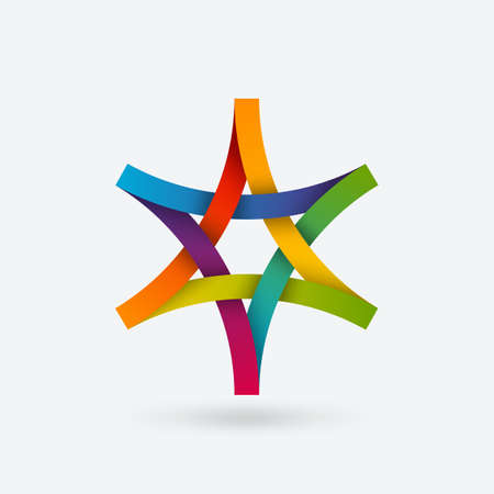 Six-pointed geometric star symbol in rainbow gradient colors. vector illustrationのイラスト素材