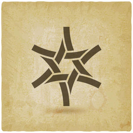 Six-pointed geometric star symbol on vintage background. vector illustrationのイラスト素材