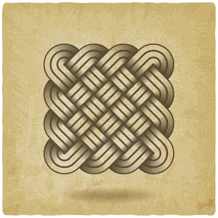 Weaving symbol abstract knot icon on vintage background. vector illustrationのイラスト素材