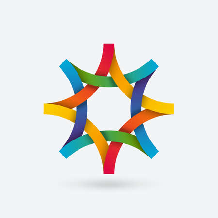 Eight-angled geometric star symbol in rainbow gradient colors. vector illustrationのイラスト素材