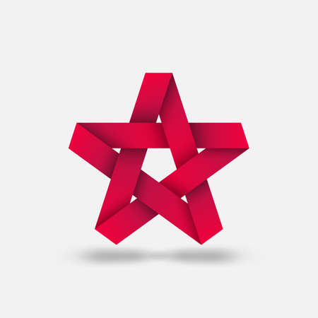 Five-pointed star ribbon emblem symbol. vector illustrationのイラスト素材