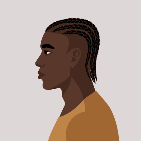 Black Man with African Braiding Hairstyle. Vector illustrationのイラスト素材