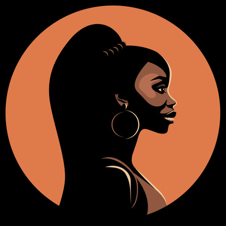 Beautiful Black Girl with Ponytail. Vector illustrationのイラスト素材