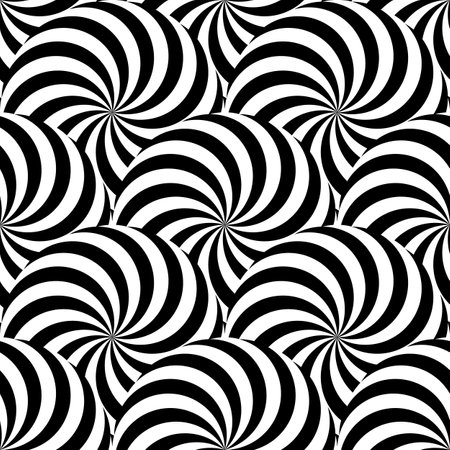 Circular Black and white optical illusion seamless pattern. Vector illustrationのイラスト素材