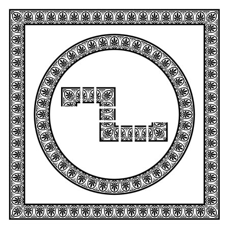 Ancient greek palmette antique pattern. Set for creating frames and border with corner elements. Vector illustrationのイラスト素材