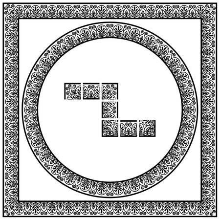 Ancient greek palmette antique pattern. Set for creating frames and border with corner elements. Vector illustrationのイラスト素材