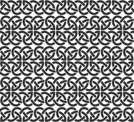 Celtic weaving interlaced black lines seamless pattern. Vector illustrationのイラスト素材