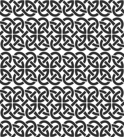 Celtic weaving interlaced black lines seamless pattern. Vector illustrationのイラスト素材