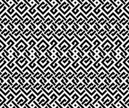 Geometric interlaced black squares seamless pattern. Vector illustrationのイラスト素材