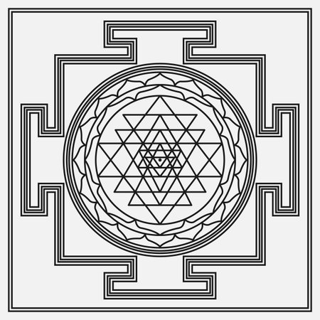 Sri Yantra Or Shri Chakra Mystical Chakra Symbol. Vector illustrationのイラスト素材